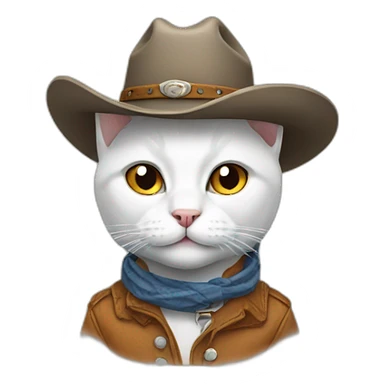 white cat wearing a cowboy hat sticker
