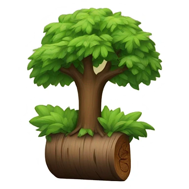 Green trees wrapped in a brown log sticker