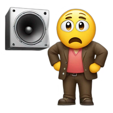 Shrugging man with speaker sticker