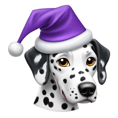 Dalmatian wearing purple Christmas hat sticker