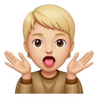 tongue out with hands apart sticker