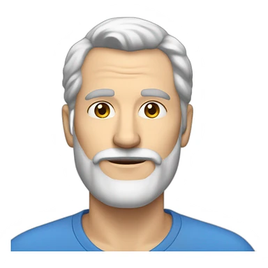 bold white man with a beard around 50yo with blue shirt sticker