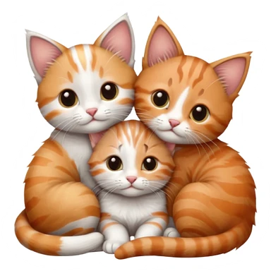 3 tiny kittens cuddling together all different colours, the first one is grey and white, the second is ginger and white and the third is brown tabby and white sticker