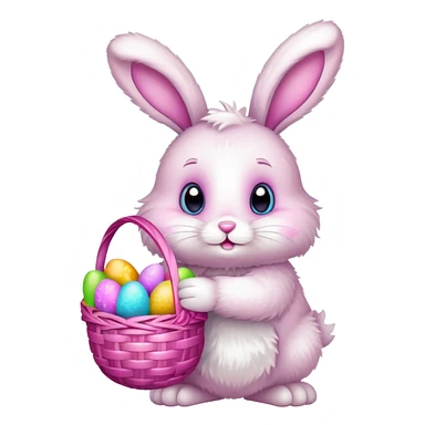super cute easter bunny holding pink easter basket with eggs  sticker