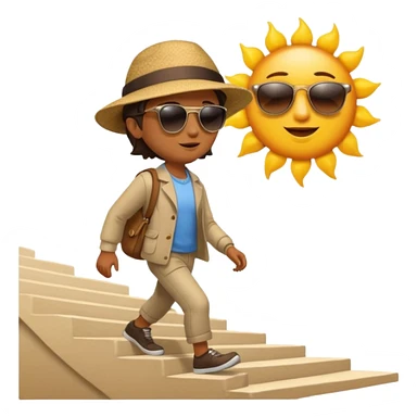 small figure walking up stairs toward the sun sticker