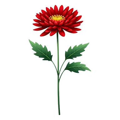 single Bright Red Chrysanthemum, straight stem sticker