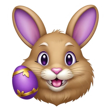 Easter bunny with gold grillz in its mouth, holding a purple easter egg sticker