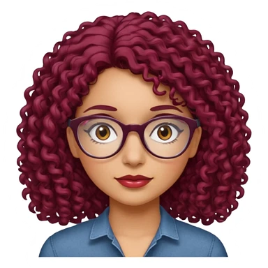 hispanic women with brown eyes and clear glasses and burgundy curly hair sticker