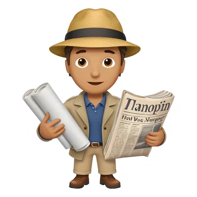 man holding rolled newspaper while walking sticker