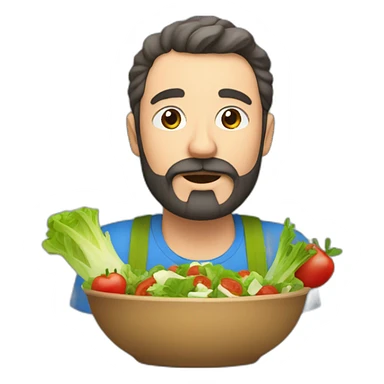 un homme barbue qui mange de la salade sticker