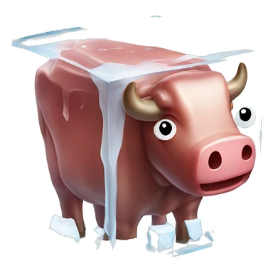 piece of beef fully contained in a cube of ice sticker