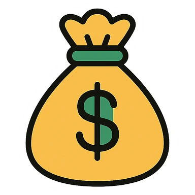 colored money bag icon sticker