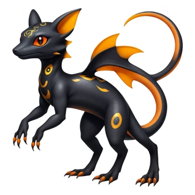 Colorful Iridescent Exotic Black and Orange Salandit-Umbreon-Fakémon-hybrid-creature (full body)  sticker