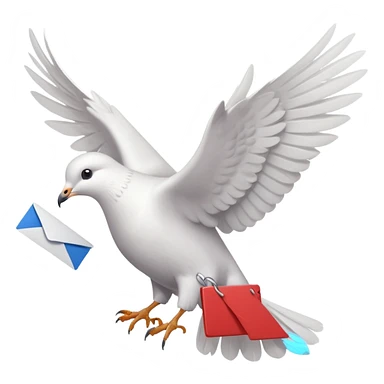 a dove flies with a letter in its paws sticker