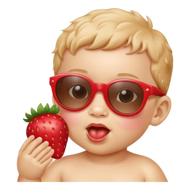 Strawberry with sunglasses and a baby sticker