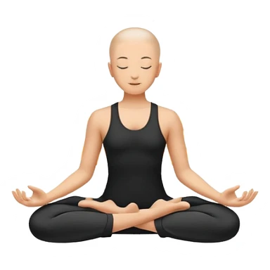 Minimalistic flat vector icon, iOS style, thin black contour on white background. Person in lotus pose with rising spiral energy above. No text, no shadows. sticker