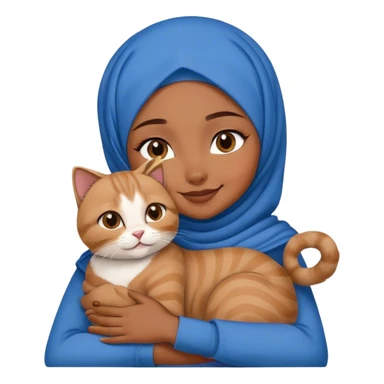 Hijab girl smile huggin Scottishfold blue cat  sticker