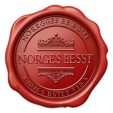 wax seal stamp with text "Norges beste" sticker