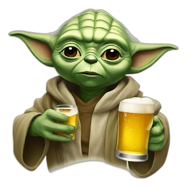 yoda who drink a beer sticker