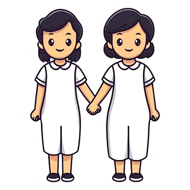 two women friends side by side, friendly, cheerful sticker