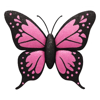 Pink and black glitter butterfly  sticker
