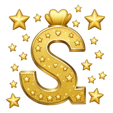 money sign with stars and hearts and sparkles sticker