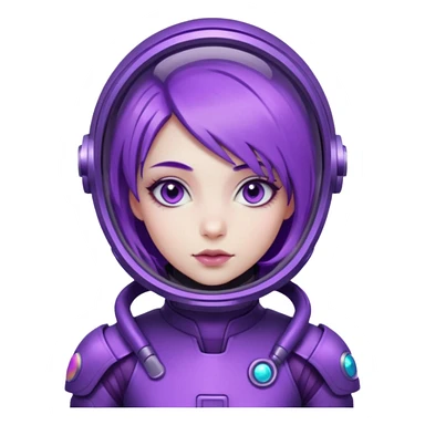 Girl with purple hair and purple eyes in purple futuristic spacesuit  sticker