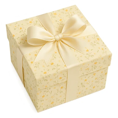 Elegant Rococo pale white yellow ditsy floral gift box  , remove background sticker