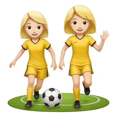 kids play soccer in yellow dress sticker