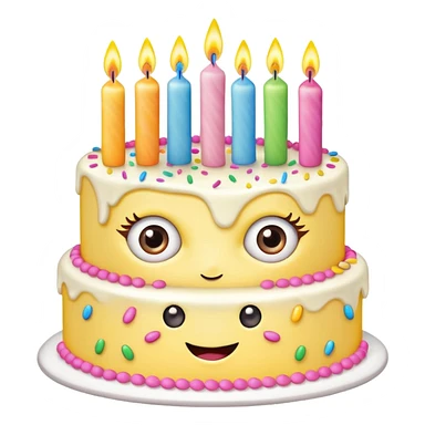 birthday cake with eyes and candles sticker