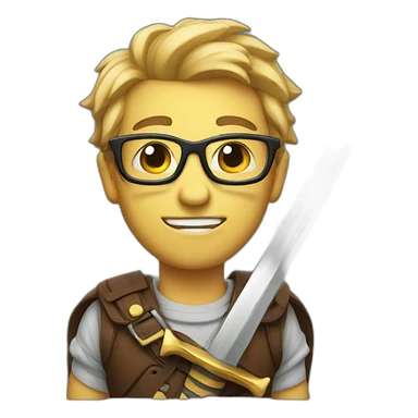 nerd face with sword sticker