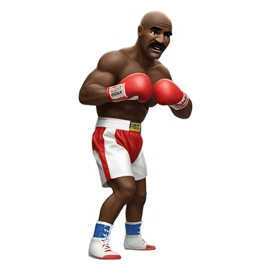 Evander Holyfield in boxing trunks throwing a haymaker sticker