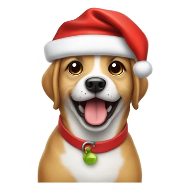 A cute happy dog wearing Santa hat sticker