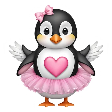 Pinguin making hearts with hands in a pink tutu sticker