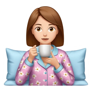 Woman drinking coffee and The edges of the eyes are wide open in the morning sticker