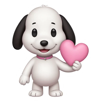snoopy con un corazón rosita entre los brazos  sticker