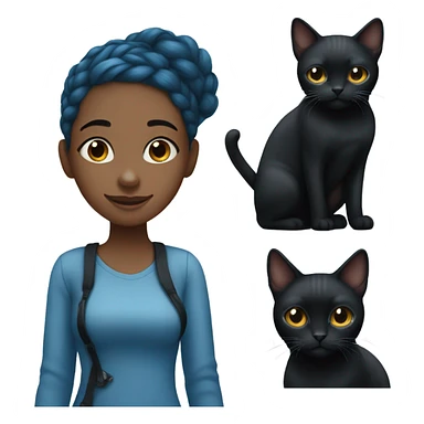 Blue haired black girl with black cat sticker
