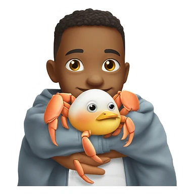 sea crab hugging baby chicken ￼ sticker
