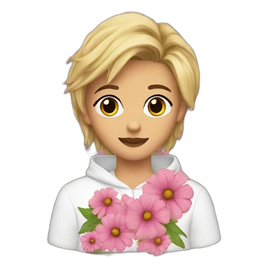 hailey beiber with flowers sticker