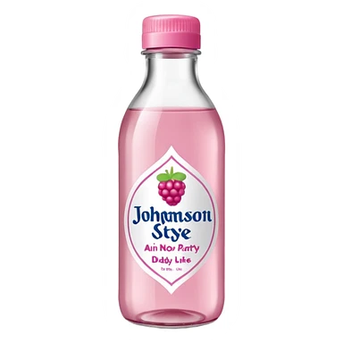 realistic Johnson and Johnson style bottle pink cap pink label clear bottle with aint no party like a berry party written on the logo with diddy logo sticker