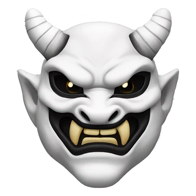Japanese Dragon Oni Mask. White and Black. Looking Slightly Down. sticker