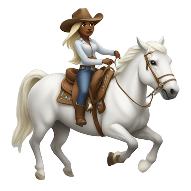 Woman with a cowboy hat riding White horse sticker