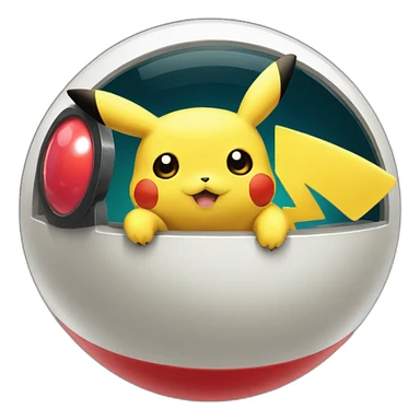 pikachu looking out from inside of the pokeball sticker