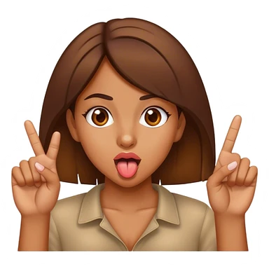 brown Girl sticking tongue out with middle fingers  sticker