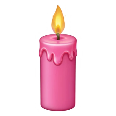 Draw a pink candle with a flame on it at an angle of 15 degrees from the horizontal. sticker