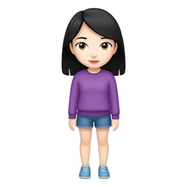 full body girl with black hair sticker