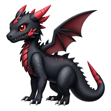 Gothic Scaly Cute Badass Gloomy Dark Guilmon-Salandit-Umbreon-Fakémon-hybrid-creature (full body)  sticker