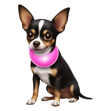 Black and brown chihuahua playing with pink ball sticker