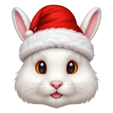 white rabbit with ears in a christmas hat sticker