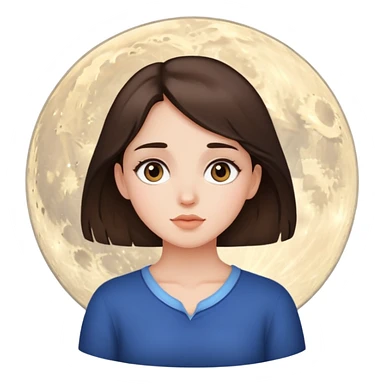Brunette girl watching the moon sticker